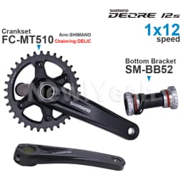 Shimano DEORE M6100 12speed Groupset FC-MT510 CRANKSET and SM-BB52 Bottom Bracket 68/73 mm Shell Width Origin