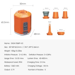 GIGA Pump 4.0 Mini Air Pump For Mattress Outdoor Camping Portable Electric Inflator for Hiking/Air Bed Swimming Ring Vacuum Pump