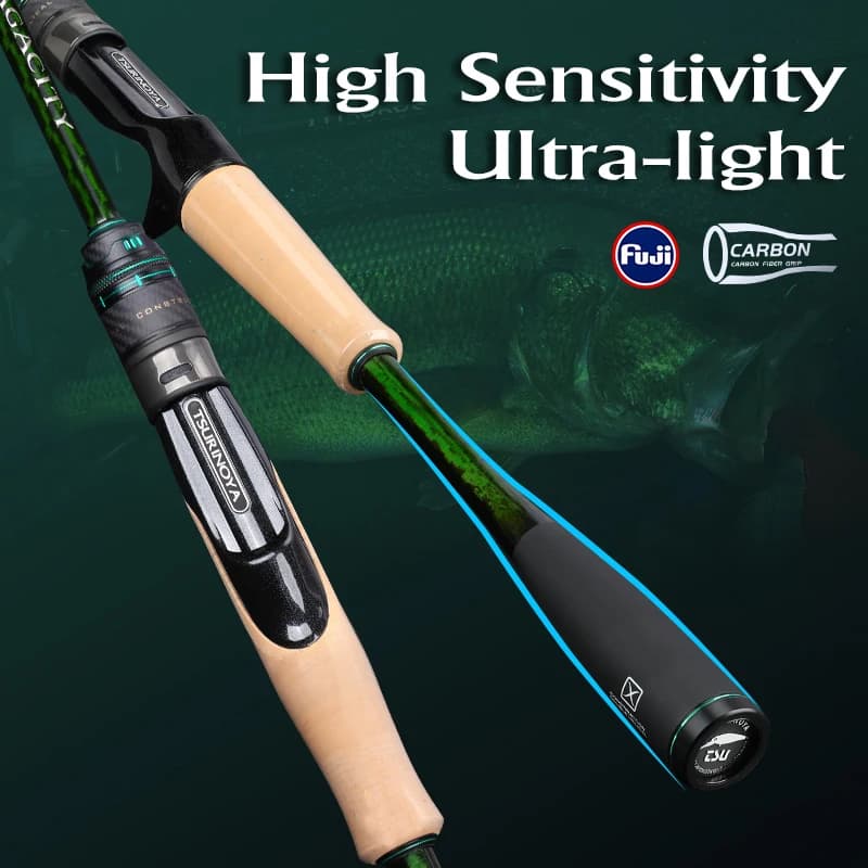 TSURINOYA F Action L ML M MH SAGACITY Race Bass Fishing Rod FUJI Guide Rings 1.96m 2.03m 2.06m 2Section Spinning Casting Carbon