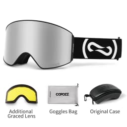COPOZZ Magnetic Ski Goggles UV400 Protection Anti-Fog Ski Glasses Men Women Quick-Change Lens Snowboard Goggles with Two Options