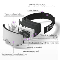 COPOZZ Magnetic Ski Goggles UV400 Protection Anti-Fog Ski Glasses Men Women Quick-Change Lens Snowboard Goggles with Two Options