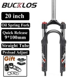 BUCKLOS 20 Inch Folding Bike Fork Travel 50mm BMX Suspension Fork 9*100mm Quick Release Oil Spring Fork Disc Brake Bicycle Parts