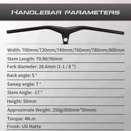 Integrated MTB Carbon Riser Handlebar 7 Degree 1-1/8“RXL SL Cycling Bicycle Downwill Bar 760/780/800mm Mountain Bike Handlebars