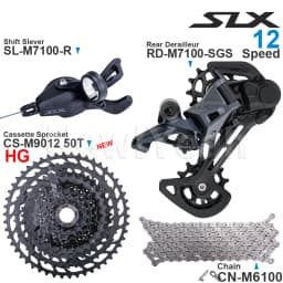 SHIMANO SLX M7100 1x12 Speed Groupset with Shifter Rear Derailleur CN-M6100 Chain Original and Cassette Sprocket 11-50T/52T