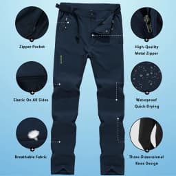 LNGXO Waterproof Hiking Pants Men Quick Dry Trekking Camping Climbing Running Outdoor Rain Pants Stretch Breathable Trousers Men