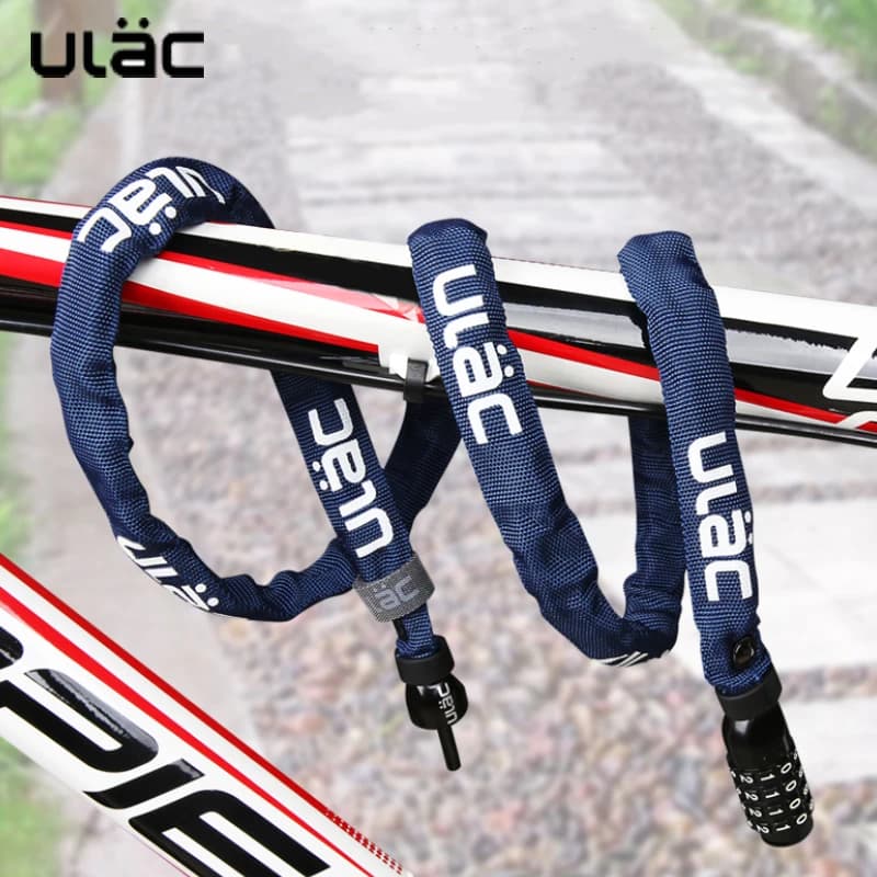 ULAC Bicycle 4 Digit Password Lock 1m/1.2m MTB Road Bike Anti-theft Steel Chain Lock Protable Safety Stable Cycling Padlock