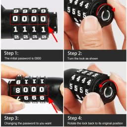 ULAC Bicycle 4 Digit Password Lock 1m/1.2m MTB Road Bike Anti-theft Steel Chain Lock Protable Safety Stable Cycling Padlock