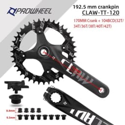 PROWHEEL Snow Bike 192mm Axis Crank 170mm Crank 32T/34T/36T/38T/40T/42T Chainrings with Bottom Bracket BB 120mm Fat Bike Crankse