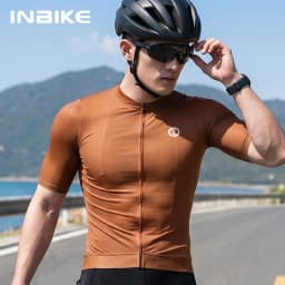 INBIKE Summer Pro Cycling Jersey Men Short Sleeve Road Bike Shirts Slim Fit Full Zipper with Pockets MTB Jersey Bicycle Clothing