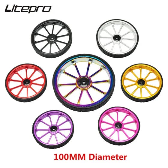 Litepro BMX Bicycle Pushing Easy Wheels Largen 100MM Diameter Wheel Extension Rod Easy Wheel Alloy For Brompton Bicycle