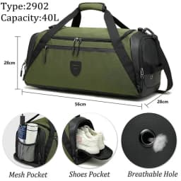 40L Sport Fitness Bag Dry Wet Separation Gym Bags for Men Women Outdoor Hiking Camping Travelling Yoga Fitness Bags