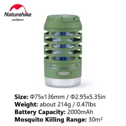 Naturehike Camping Electric Mosquito Killer Light Outdoor Hiking Mosquito Zapper Night Fishing Floodlight Portable Mosquito Lamp