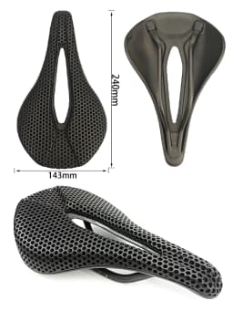 BALUGOE Bicycle 3D Printed Carbon Carbon Saddle Comfortable Road Bike MTB Seat Cozy Honeycomb Cushion Carbon 3D Seat Cushion
