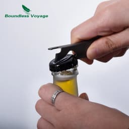 Boundless Voyage Utility Cutlery Set 4-Pieces with Carrying Case Titanium Spoon Fork Knife & Bottle Opener for Travel Camping