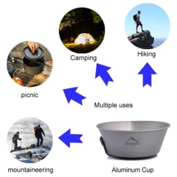 Widesea Camping Titanium Bowl Tableware Cookware Foldable Handle Outdoor Cup Tourism Pot Hiking Backpacking Picnic Fishing