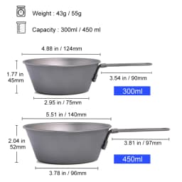 Widesea Camping Titanium Bowl Tableware Cookware Foldable Handle Outdoor Cup Tourism Pot Hiking Backpacking Picnic Fishing