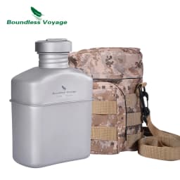 Boundless Voyage Outdoor Military Canteen Bottle Camping Hiking Water Cups Titanium Cookware 1100ml Bottle 750ml Pot 400ml Bowl