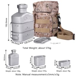 Boundless Voyage Outdoor Military Canteen Bottle Camping Hiking Water Cups Titanium Cookware 1100ml Bottle 750ml Pot 400ml Bowl
