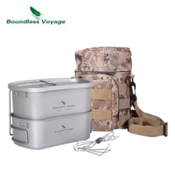 Boundless Voyage Outdoor Military Canteen Bottle Camping Hiking Water Cups Titanium Cookware 1100ml Bottle 750ml Pot 400ml Bowl