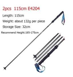 AONIJIE E4204 Lightweight Folding Trekking Poles Carbon Fiber Walking Stick Drawstring Fixed for Hiking Running Mountaineering