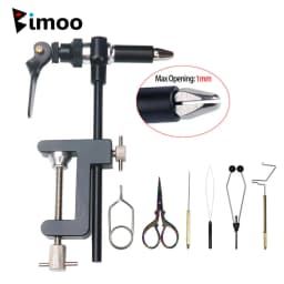 Bimoo 360°Rotation C-Clamp Fly Tying Vise W/ Hardened Steel Jaws 200D Thread Kit Bobbin Holder Threader Fly Tying Tool Kit