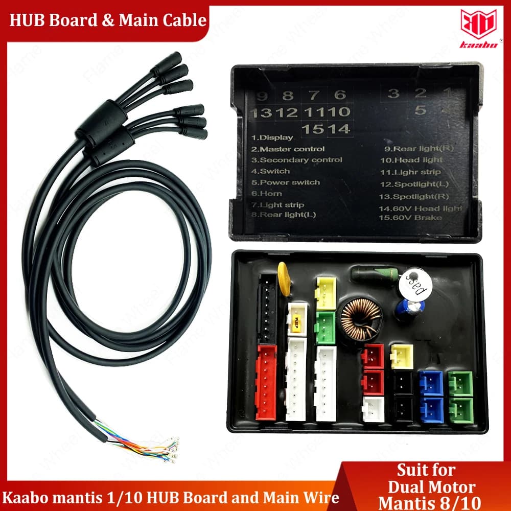 Official Kaabo Mantis 10 Dual Motor Version HUB Board Main Cable for Kaabo Mantis 10 Scooter Main Wire Black HUB Box Part