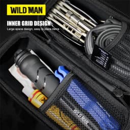 WILD MAN E3 Bicycle Bottle Cage Tool Case PU Hard Shell Zipper Storage Pouch Mesh Organizer Cycling Repair Bag Case Only