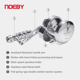 NOEBY Slow Jigging Reel CNC Metal Body High Speed Gear Ratio Max Drag 25kg Boat Saltwater Fishing Reel