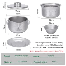 Boundless Voyage Titanium Gaiwan Teapot Cups Double-Layer Tea Maker with Lid & Filter Ultralight Kungfu Tea Set Stackable Mugs