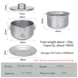 Boundless Voyage Titanium Gaiwan Teapot Cups Double-Layer Tea Maker with Lid & Filter Ultralight Kungfu Tea Set Stackable Mugs
