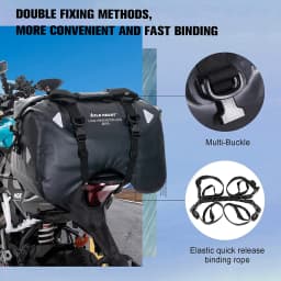 WILD HEART Dry Motorcycle Tail bag 50L With Rope Straps and Inner Pocket Waterproof PVC 500D for Travel,Motorcycle and so on