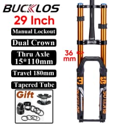 BUCKLOS 27.5/29 Inch Bike Boost Fork 15*110mm Travel 180mm MTB Air Fork Dual Crown Downhill Bike Suspension Fork Bicycle Parts