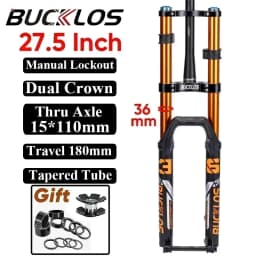 BUCKLOS 27.5/29 Inch Bike Boost Fork 15*110mm Travel 180mm MTB Air Fork Dual Crown Downhill Bike Suspension Fork Bicycle Parts