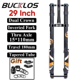 BUCKLOS 27.5/29 Inch Bike Boost Fork 15*110mm Travel 180mm MTB Air Fork Dual Crown Downhill Bike Suspension Fork Bicycle Parts