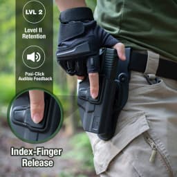 Fit G19 19X 23 32 44 45 (Gen 3-5),Not Fit G23 Gen5,Duty Holster Compatible,Level II Retention Outside Waistband,Right Hand