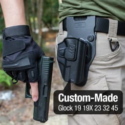Fit G19 19X 23 32 44 45 (Gen 3-5),Not Fit G23 Gen5,Duty Holster Compatible,Level II Retention Outside Waistband,Right Hand