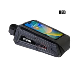 WILD MAN M90 Bicycle Top Tube Phone Bag EVA Hard Shell Touchscreen Window Double Zipper Cooling Holes Storage Mounting Straps