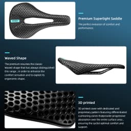 RYET Carbon Fiber 3D Printed Bike Saddle Super Light Road MTB Mountain Racing Seating Bicycle Seat Cushion Cycling Accessories