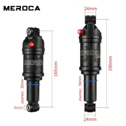 MEROCA Bicycle Air Shock Absorber 125mm/150mm/165mm/190mm Length Adjustable Air Pressure Mountain Bike Air Shock Rear Shock