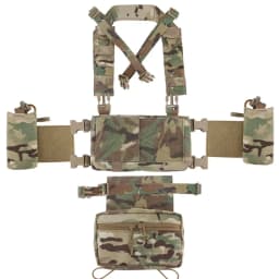 ATFG CAMO Micro Chest Rig with 5.56/7.62 Magazine Holder,Wing Pouches,Dangler Pouch,Fat Strap Shoulder Harness Set