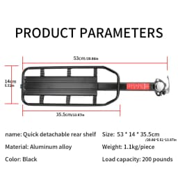 Mountain Bike Carrier With Reflective Plate Riding Equipment Quick Disassembly Aluminum Alloy Bicycle Rear Shelf Bicycle Parts
