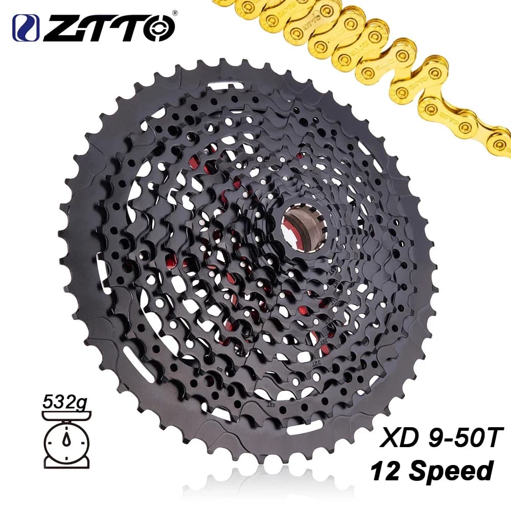 ZTTO MTB 12S 9-50T XD Cassette 9T XD Cassette Black 532g 556% RANGE 12S 9-50T L Cassette Steel 12 Speed Freewheel Sprocket XD K7