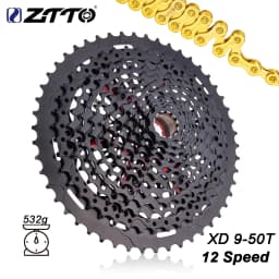 ZTTO MTB 12S 9-50T XD Cassette 9T XD Cassette Black 532g 556% RANGE 12S 9-50T L Cassette Steel 12 Speed Freewheel Sprocket XD K7