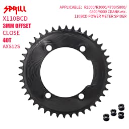 PASS QUEST SPRILL X110BCD AXS 3mm offset (4-bolt AERO) Round Narrow Wide Chainring