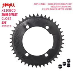 PASS QUEST SPRILL X110BCD AXS 3mm offset (4-bolt AERO) Round Narrow Wide Chainring