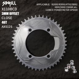 PASS QUEST SPRILL X110BCD AXS 3mm offset (4-bolt AERO) Round Narrow Wide Chainring
