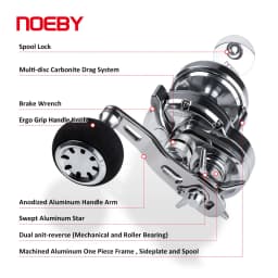 Noeby Slow Jigging Fishing Reel Aluminum Alloy Trolling Star Drag Sea Fishing Reels Tackle Max Drag 10-15kg Boat Fishing Reels