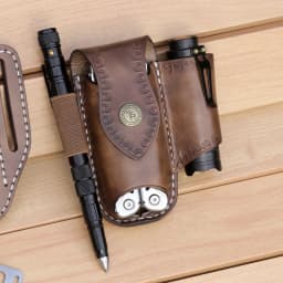 Tourbon Heavy Duty Leather EDC Pocket Multitool Sheath Clip-on Belt Solid EDC  Tool Pouch Case Brown