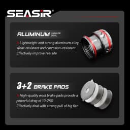 SEASIR OER Ultra Light Long Throw Aluminum Shallow Spool Spinning Fishing Reel Max Drag 12kg Freshwater Saltwater Fishing Tackle