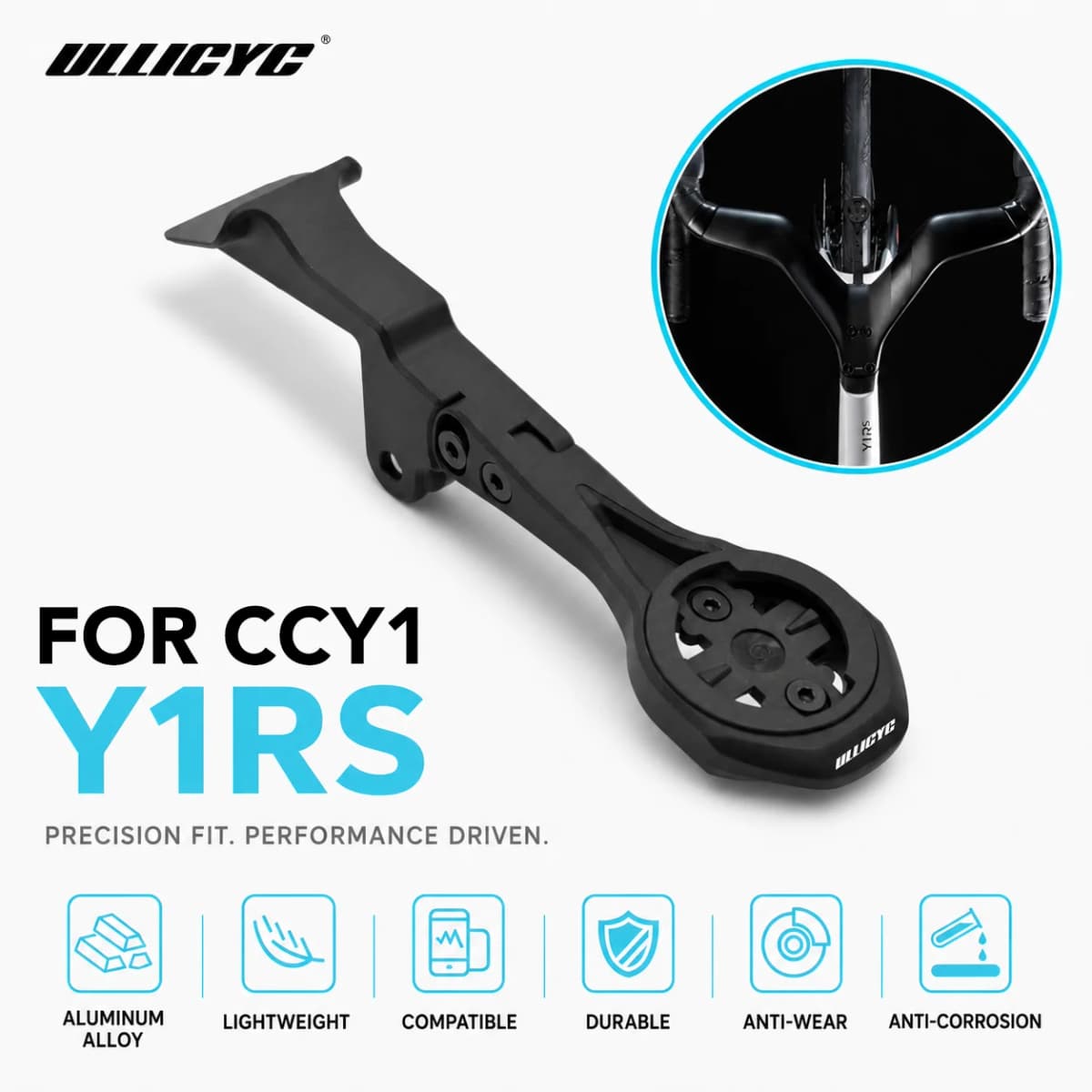 ULLICYC For Y1RS CCY1 Integrated Handlebar Computer Mount Compatible With Gopro/GPS/Garmin/Bryton/Wahoo Aluminum Alloy